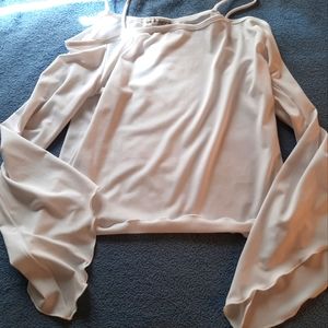 White petal sleeve dress shirt